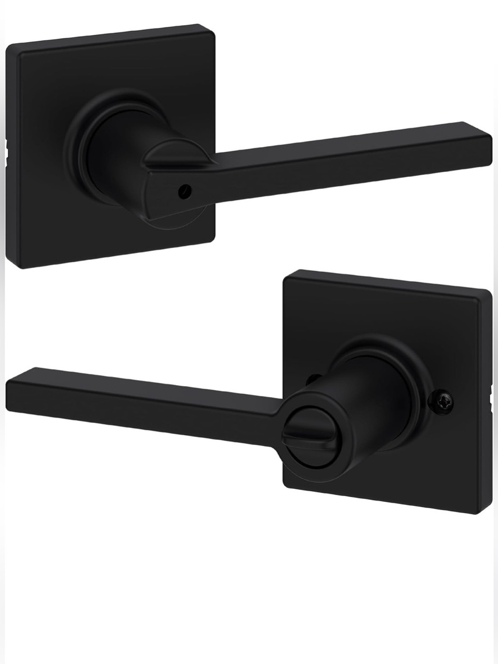 New Open Box Matte Black Kwikset Casey Interior Privacy Door Handle with Lock